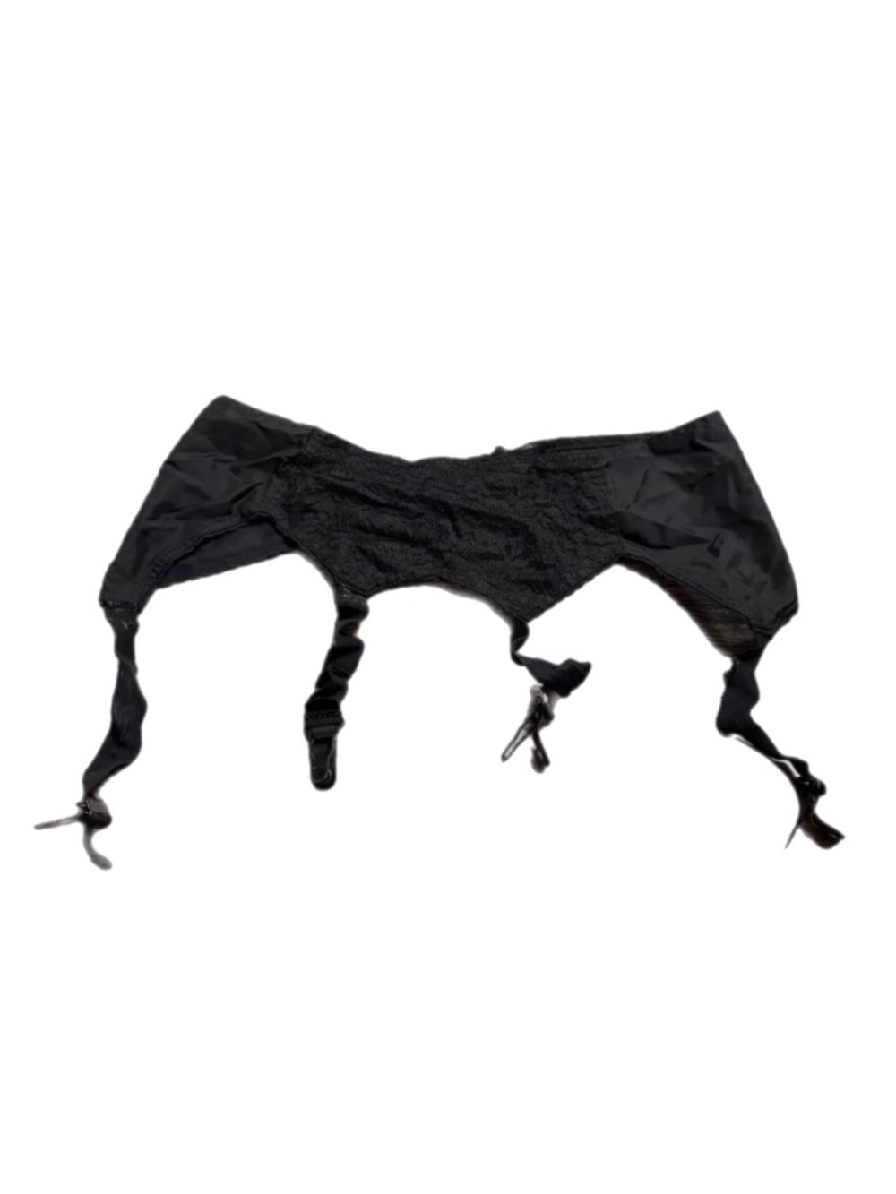 60s/70s European Vintage Prova Silky Structured Lace Garter Belt Black Size M/L